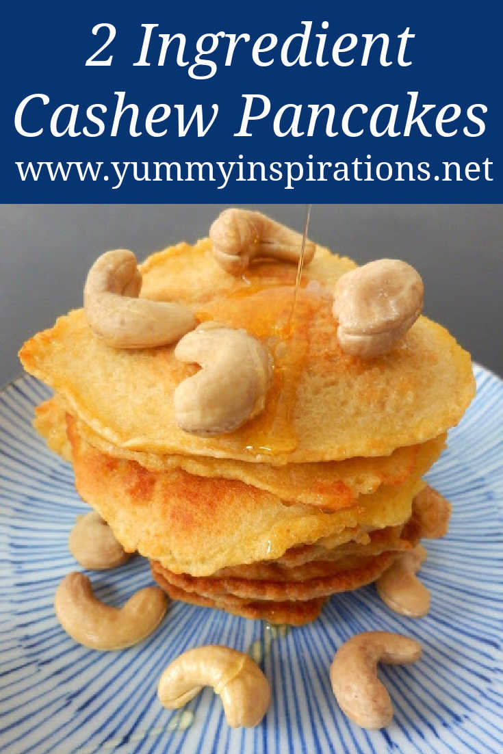 2 Ingredient Cashew Pancakes - Easy, Low Carb, Keto & Paleo friendly low carb high protein breakfast ideas with cashew nuts. 