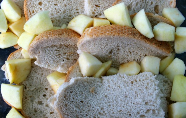 Apple around the bread