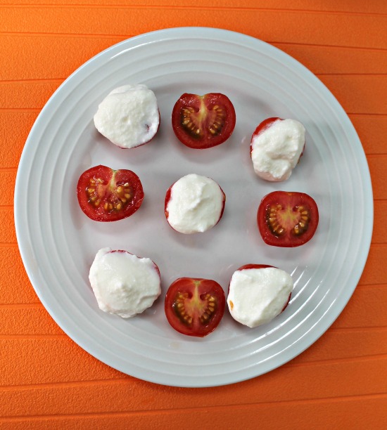 Ricotta On Cherry Tomatoes - The Perfect Low Carb Healthy Snack - Yummy Inspirations