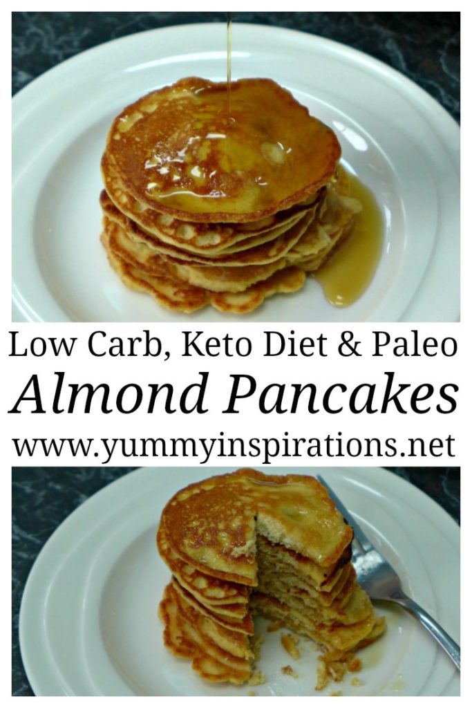 Almond Pancakes Recipe – easy low carb, paleo & keto diet friendly fluffy pancake recipes with ground almond flour.