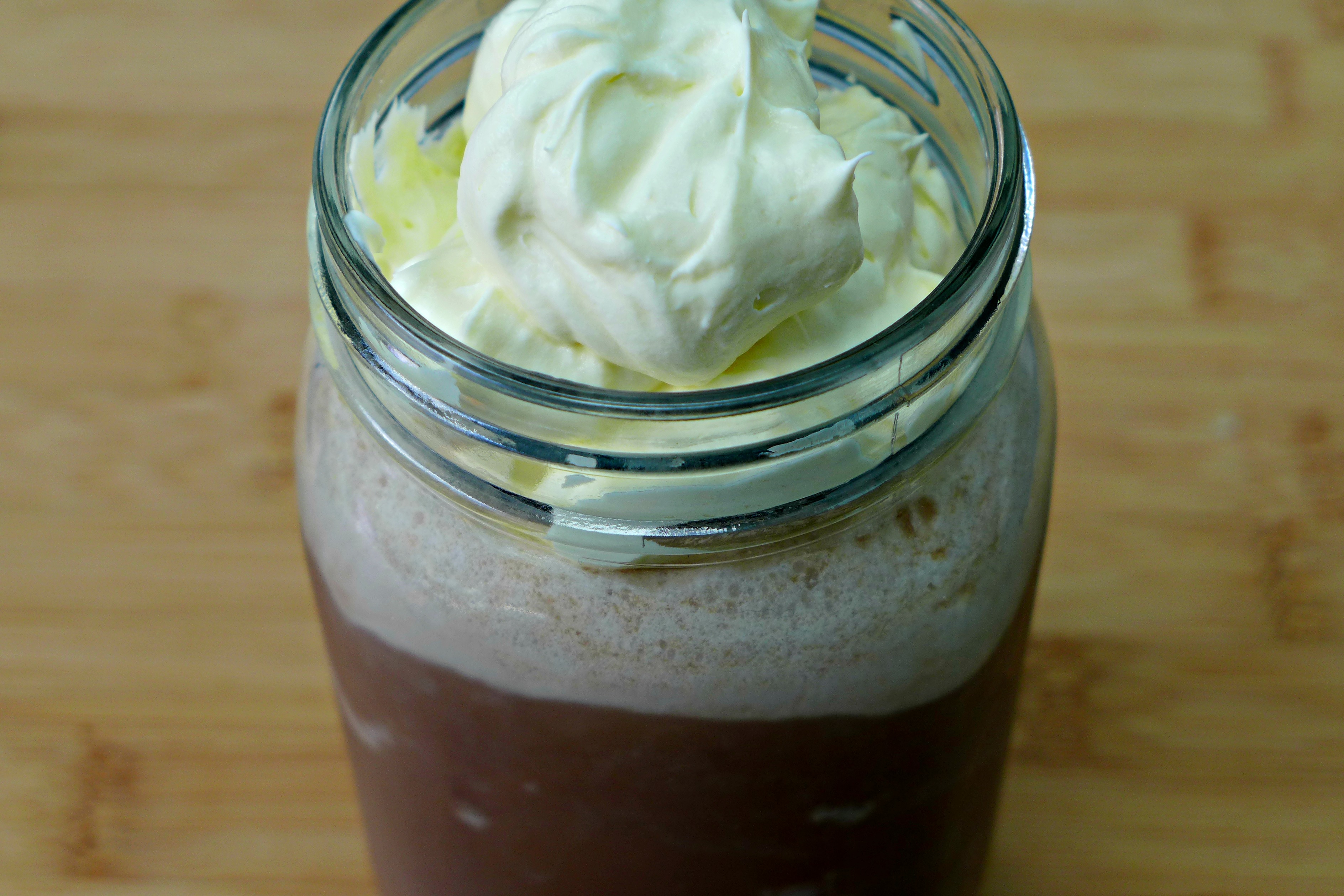 Chocolate Frappuccino topped with whipped cream