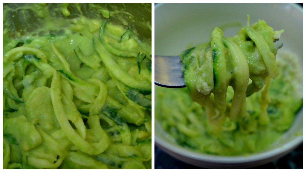 Low Carb Zucchini noodles with avocado and mascarpone