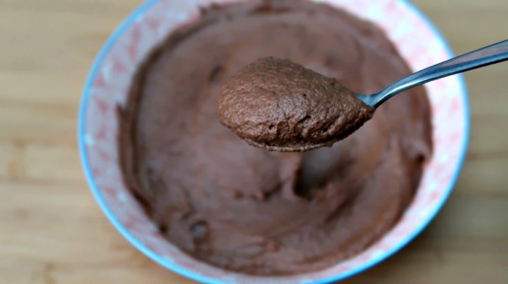 Spoon of keto chocolate mousse