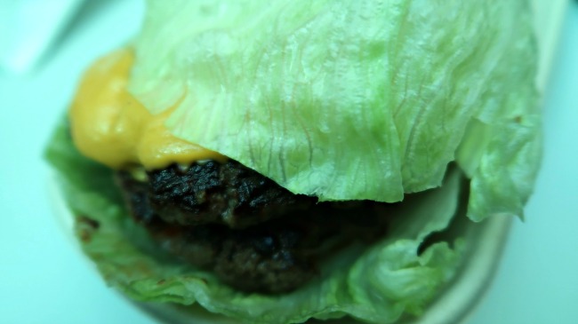 Keto dinner of bunless burger