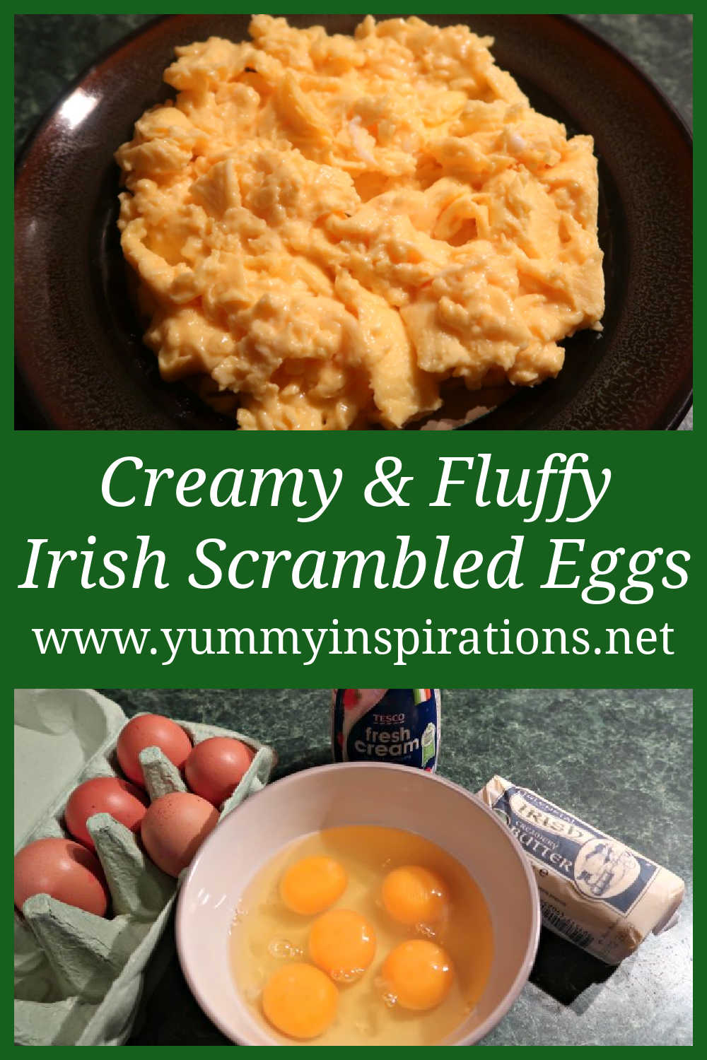 Irish Scrambled Eggs Recipe - with eggs, butter and cream. This easy recipe makes creamy, fluffy scrambled eggs in just 10 minutes