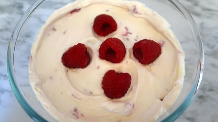Keto Raspberry Mousse in a bowl