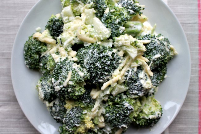 Broccoli salad on a plate - lazy keto meals