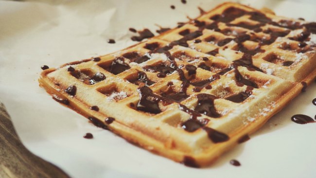 Chocolate waffles for breakfast