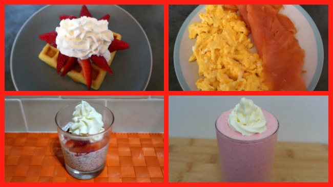 Collage of keto valentines breakfast ideas