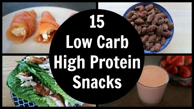 Collage of low carb high protein snack ideas