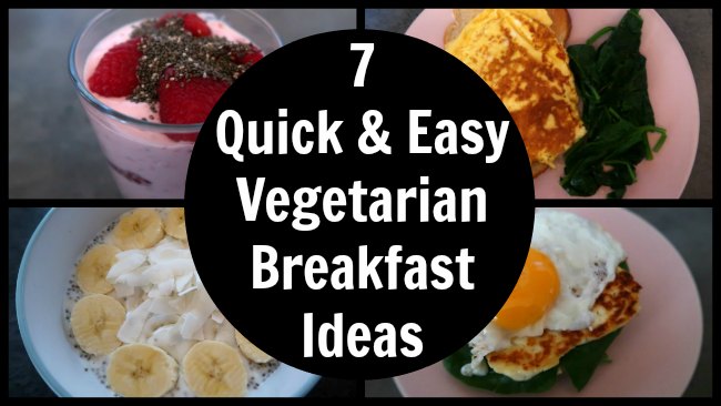 Collage of easy vegetarian breakfasts