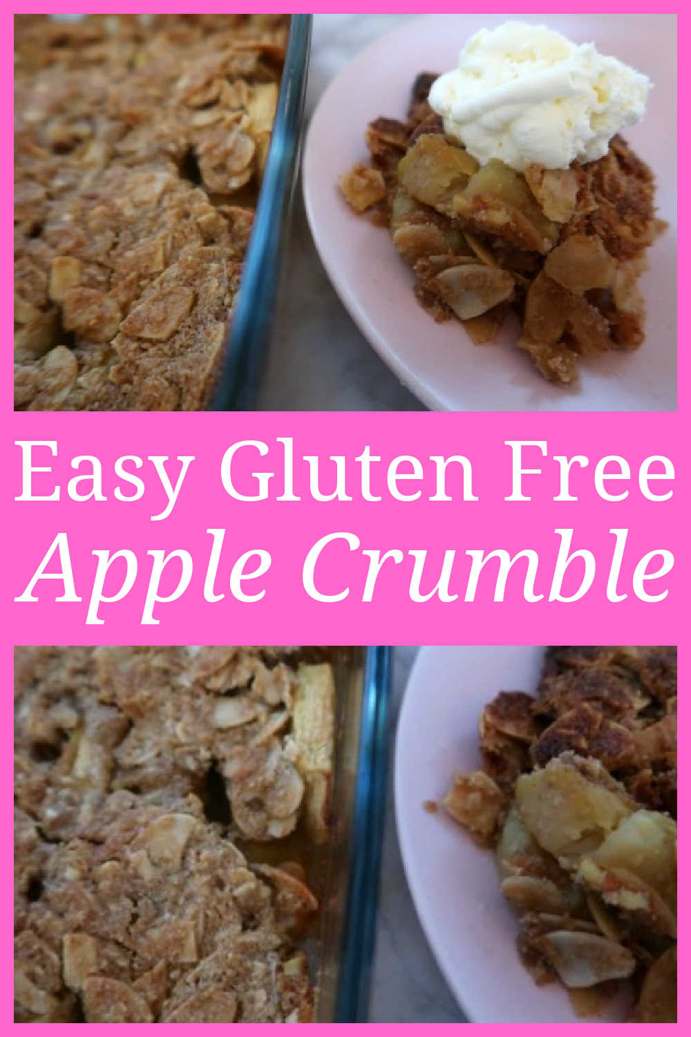 Gluten Free Apple Crumble Recipe - How to make an easy & healthy apple crisp with ground almonds - with tips to make it dairy free, vegan and paleo friendly - with the video tutorial.