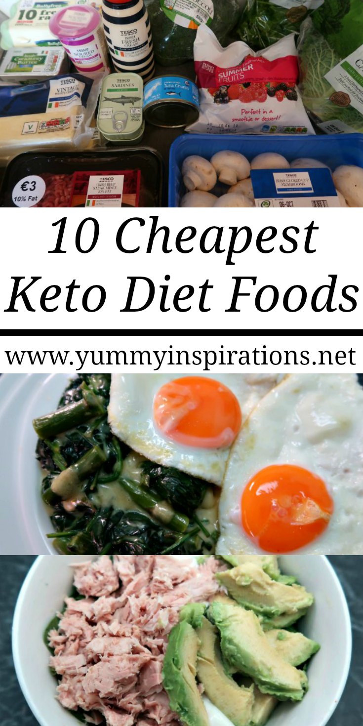 10 Cheapest Keto Foods – ideas for easy low carb meals on a tight budget with frugal Ketogenic Diet Ingredients for breakfast, lunch, dinners, snacks and desserts.