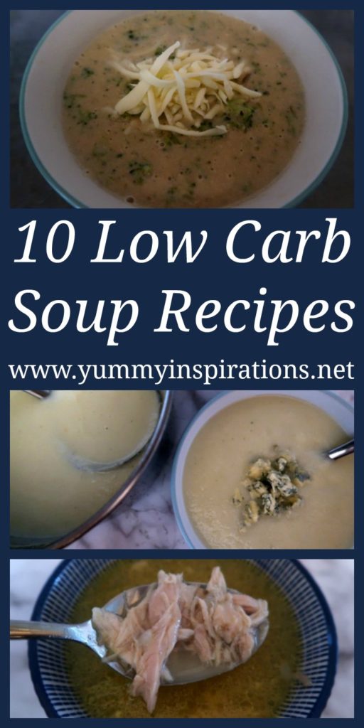 10 Low Carb Soup Recipes - Easy Keto Diet Soup Ideas - including healthy broccoli cheese soup, vegetarian soups, chicken soup and beef soup options.