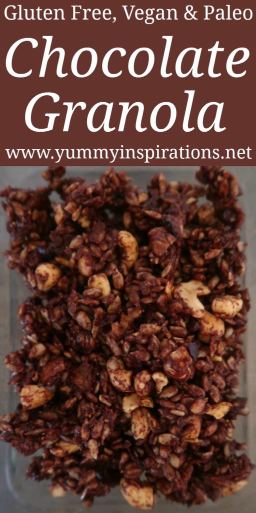 Gluten Free Granola Recipe - Easy Homemade Nutty Chocolate Coconut Granola Without Oats that's Paleo, Vegan, Dairy Free and Grain Free.