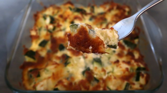 Fork with low carb zucchini casserole bake