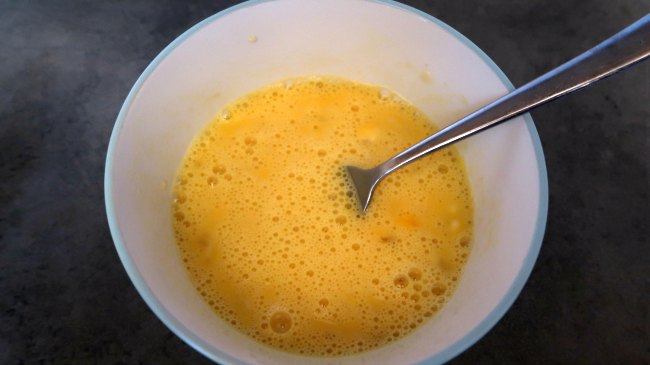 Bubbly batter with eggs and banana