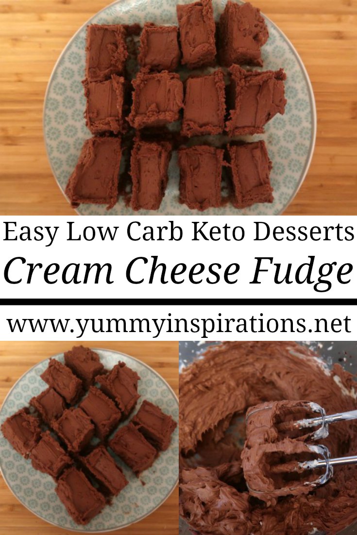 Cream Cheese Fudge Recipe - Easy No Bake Low Carb Keto Gluten Free Chocolate Desserts - with the step by step video tutorial.