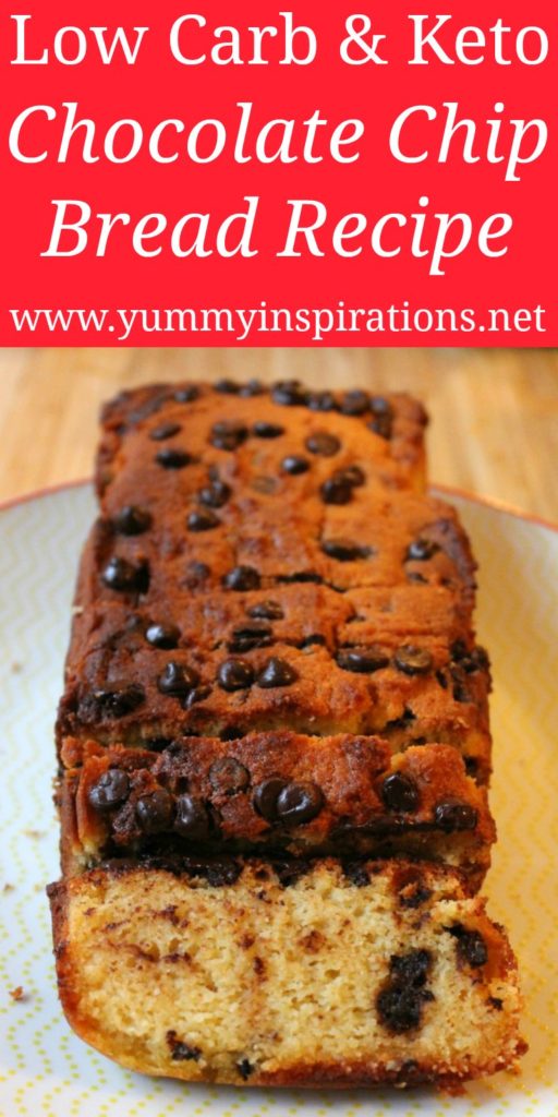 Keto Chocolate Chip Bread Recipe - How to make Easy Low Carb loaf with coconut flour.