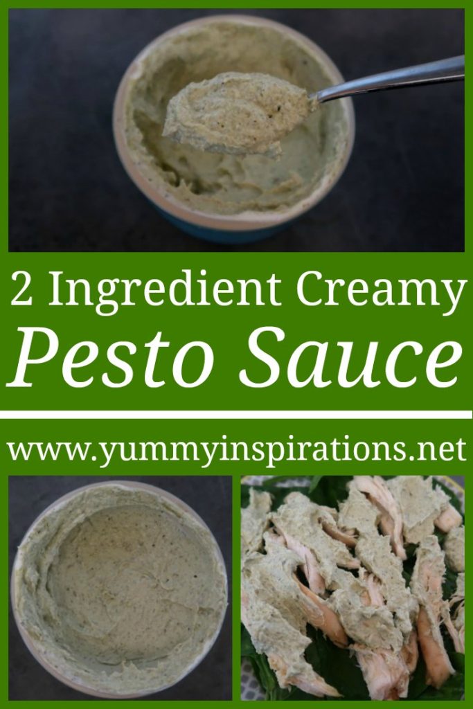Creamy Pesto Sauce Recipe - How to make an easy cream cheese pesto sauce with just 2 ingredients. Including ways to use the simple sauce including with pasta and chicken. 