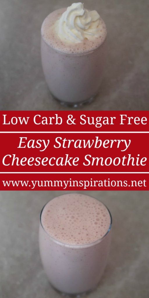 Strawberry Cheesecake Smoothie Recipe - Easy Low Carb Smoothies Recipes - high protein, sugar free, keto friendly milkshake with video. 