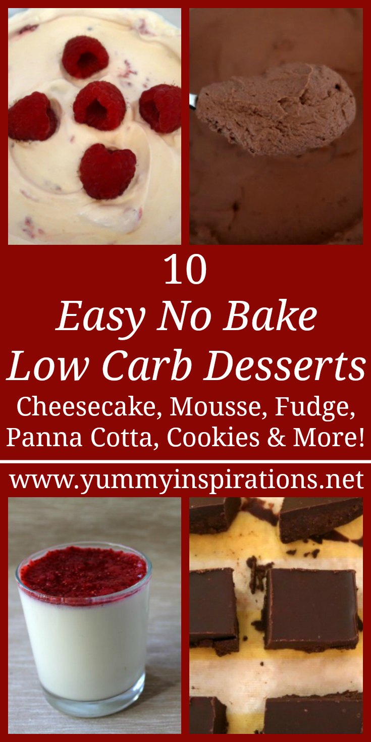 10 Easy No Bake Low Carb Desserts - Recipes for quick and simple sugar free keto friendly dessert ideas.