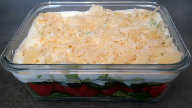 Easy 7 Layer Salad Recipe - Low carb keto seven layer salad idea