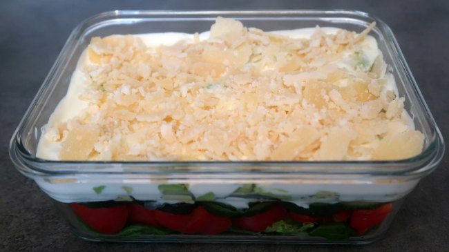 Easy low carb keto 7 layer salad recipe idea