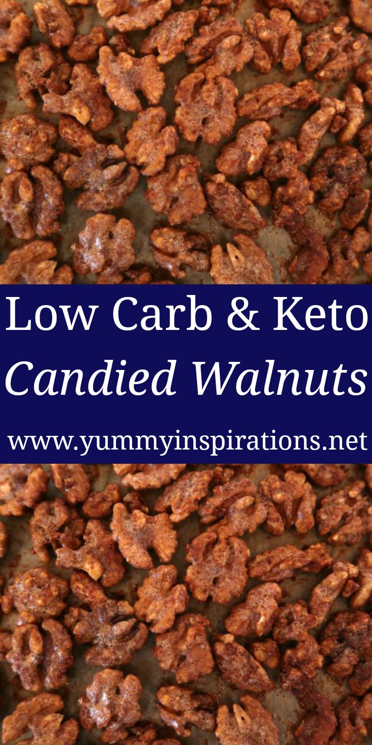 Easy Candied Walnuts Recipe - How to make low carb, keto, sugar free cinnamon roasted walnuts with egg white and no sugar - with the video tutorial.