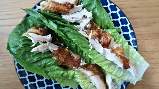 Leftover roast chicken in a lettuce wrap