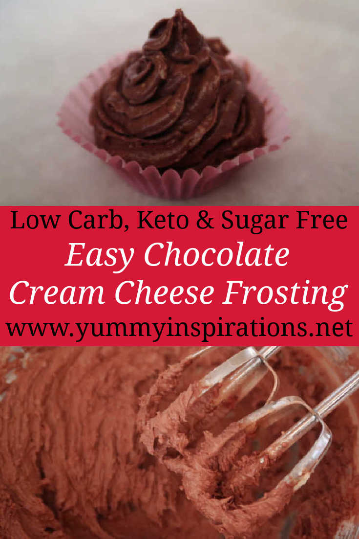 Chocolate Cream Cheese Frosting Recipe - How to make easy homemade dark chocolate whipped cream cheese icing with cocoa powder - best low carb, keto and sugar free friendly dessert - with the video. 