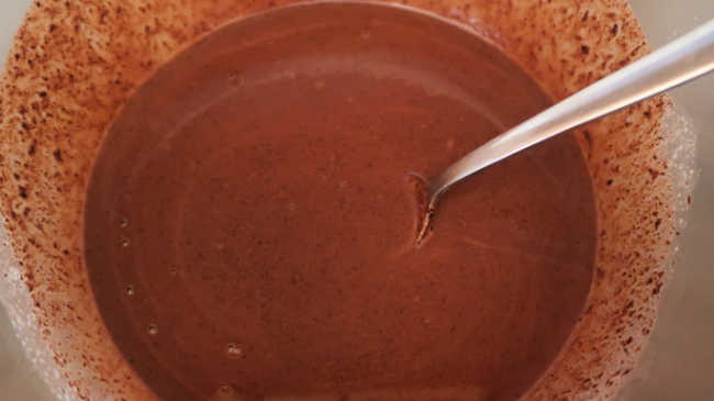 Ingredients mixed together for chocolate orange mousse recipe