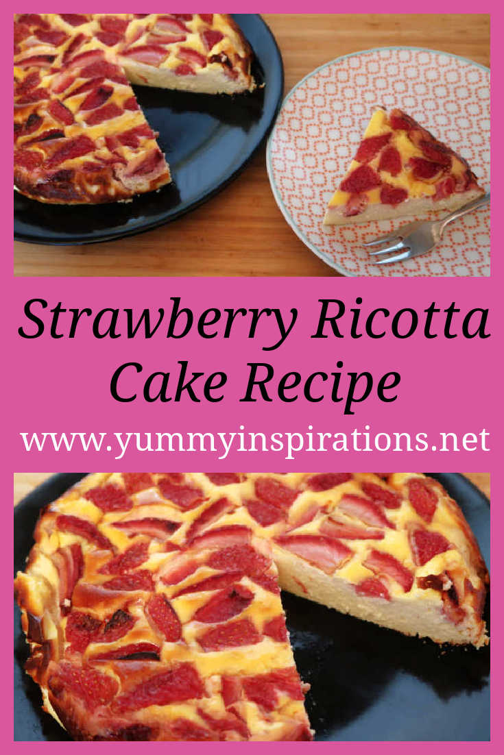 Strawberry Ricotta Cake Recipe - Easy Baked Crustless Italian Inspired Cheesecake Dessert with only 3 to 4 Ingredients