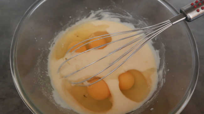 Whisking in eggs