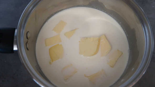 Melting butter milk and cream together