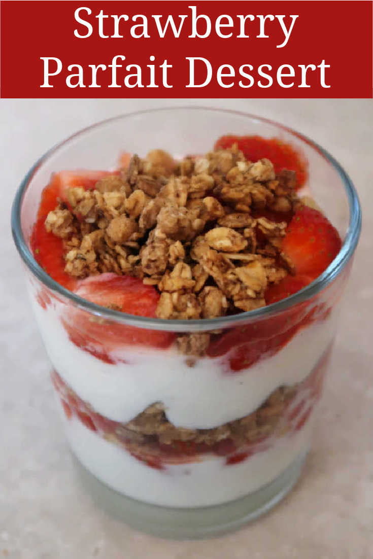 Strawberry Parfait Recipe - How to make an easy healthy no bake 3 ingredient dessert with strawberries, yogurt and granola - with the video tutorial.