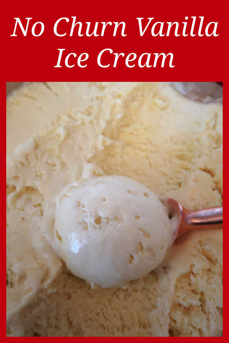 No Churn Vanilla Ice Cream Recipe - an easy creamy no bake dessert without condensed milk and with heavy whipping cream - with the video.