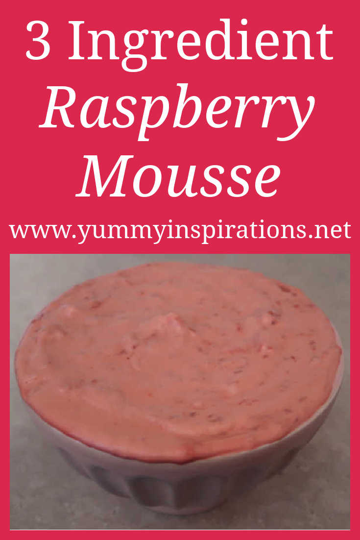 Easy Raspberry Mousse Recipe Without Gelatin and with only 3 ingredients - a quick no bake dessert with the full video tutorial.