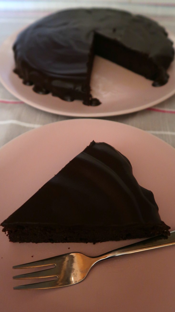 Slice of flourless coconut flour chocolate cake