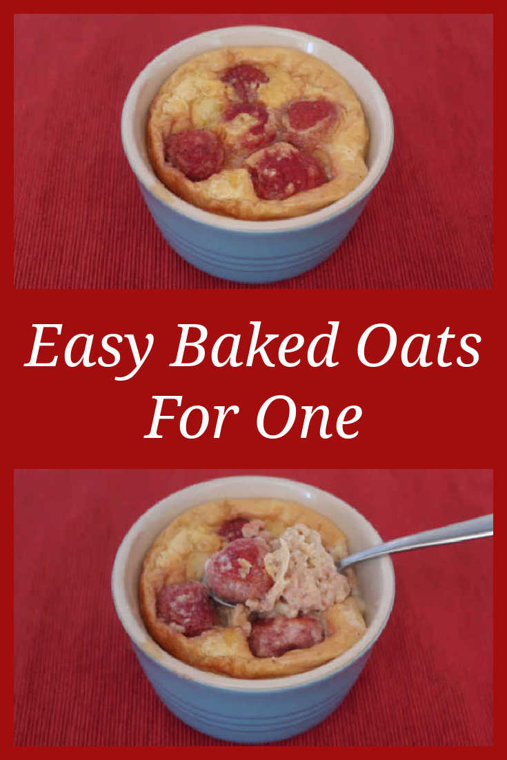 Easy Baked Oats Recipe - How to make simple baked oatmeal for breakfast or as a sweet treat with strawberries for one - without banana - with the video tutorial.