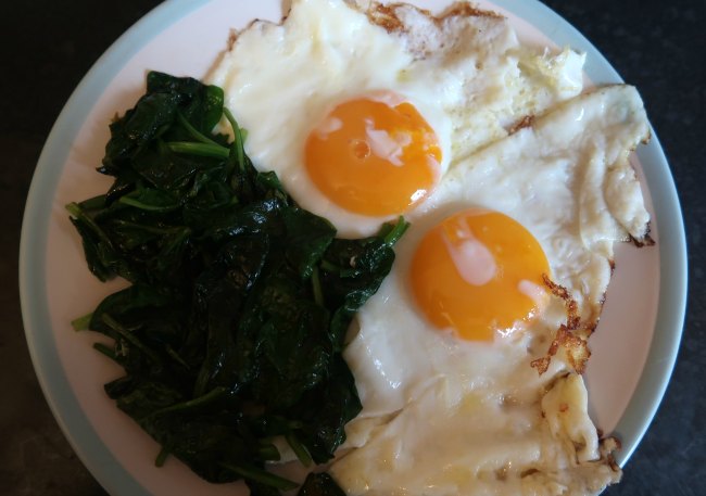 Spinach and fried eggs