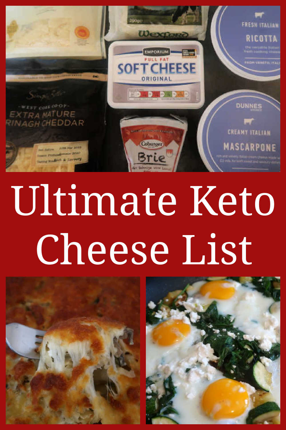 Keto Cheese List - The ultimate guide of cheeses you can eat on a low carb and ketogenic diet - along with the best recipes to enjoy different types of dairy products.