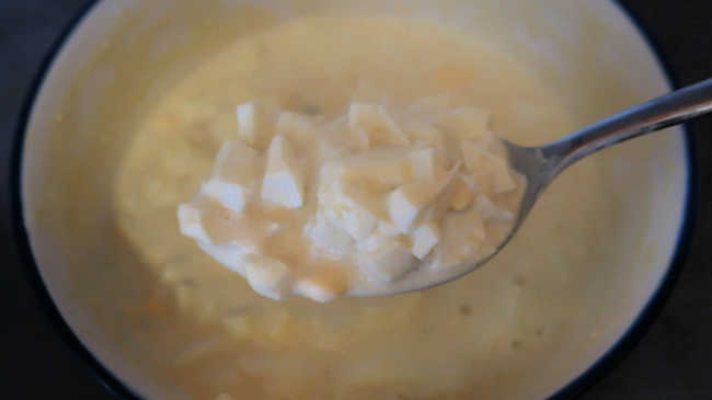 Spoon of low carb keto egg salad recipe