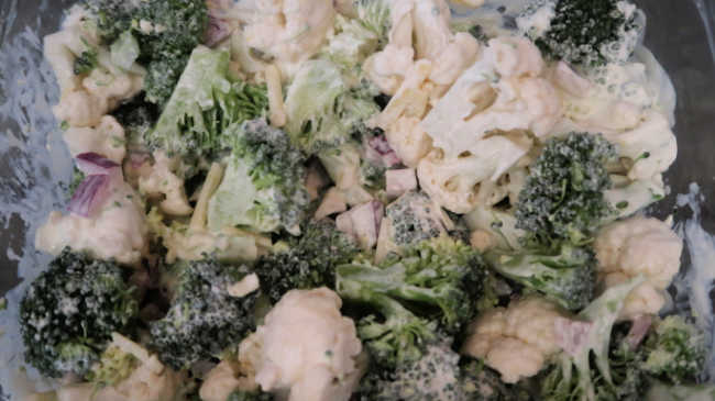 How to make creamy Broccoli Cauliflower Salad Recipe