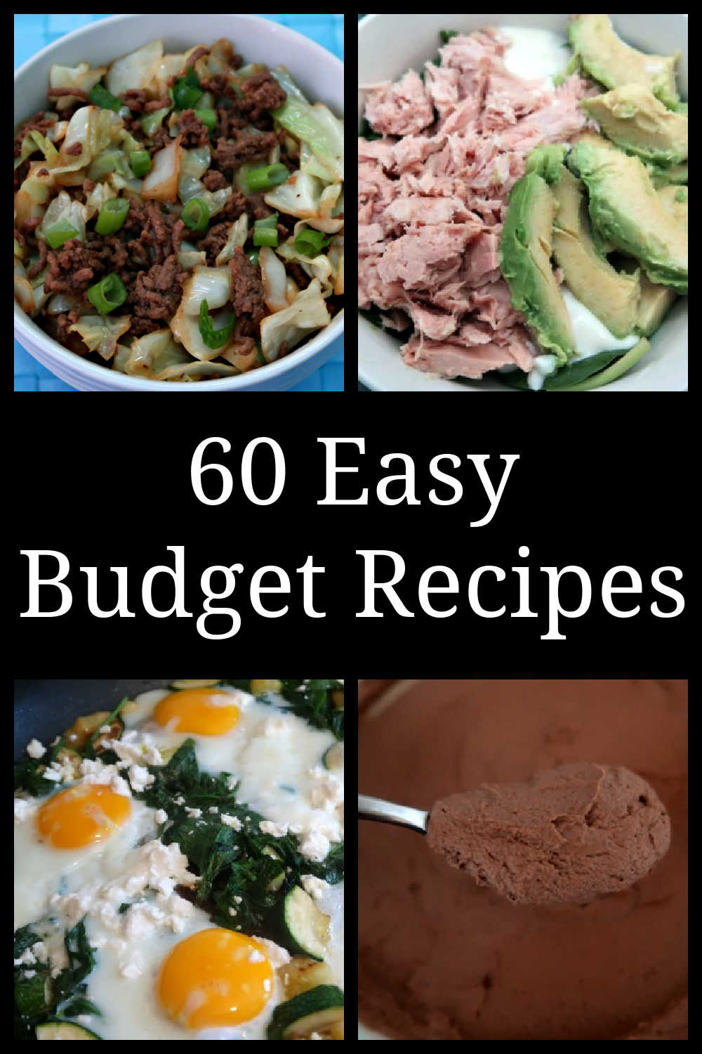 Budget Recipes - 60+ Ideas for cheap meals including easy healthy breakfast, lunch, dinner, snacks and desserts with low budget, super frugal ingredients.