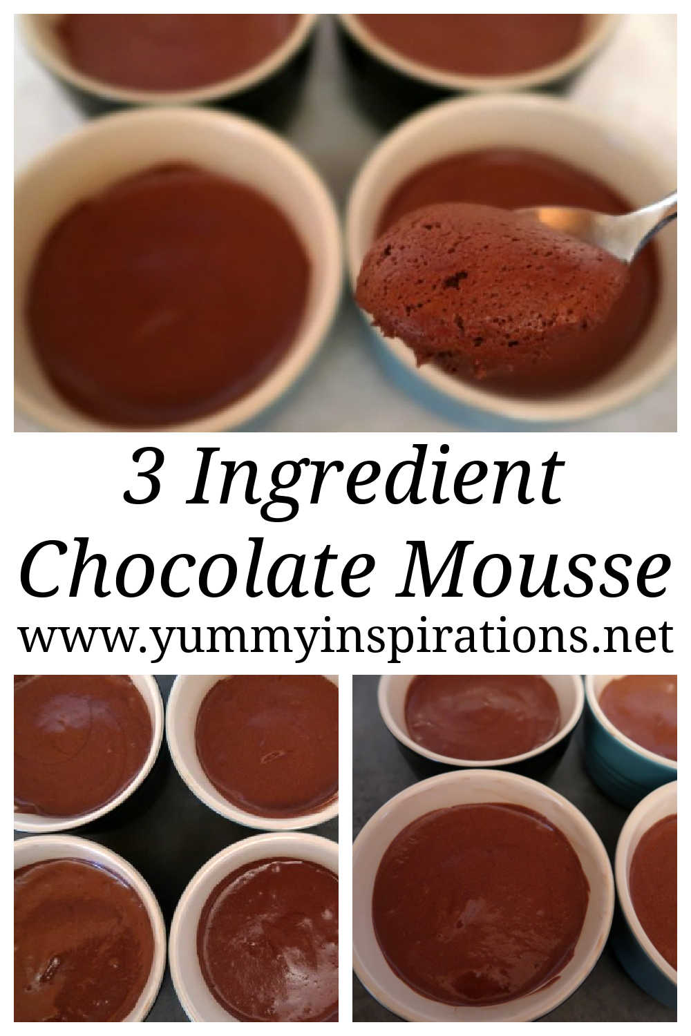 3 Ingredient Chocolate Mousse Recipe - How To Make An Easy No Bake Dark Chocolate Mousse Dessert with only 3 ingredients - plus the step by step video tutorial.
