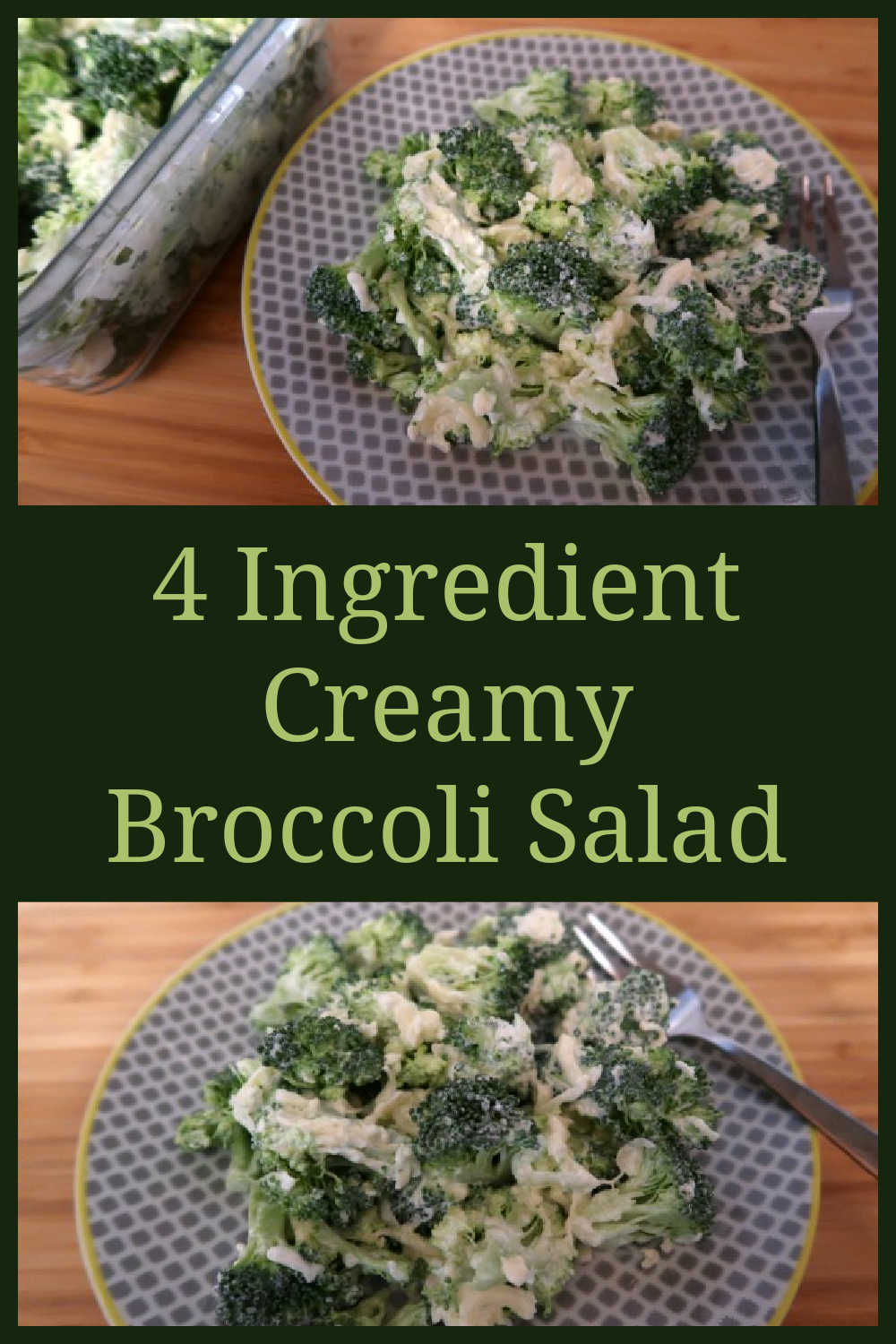 Creamy Broccoli Salad Recipe - How to make the best ever easy broccoli salad with only 4 ingredients including lemon, sour cream and cheese