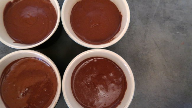 Dark chocolate mousse dessert pots