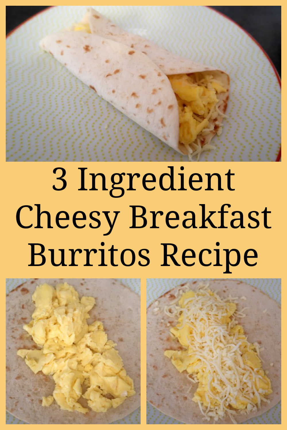 Easy Breakfast Burritos Recipe - How to make the best cheap budget friendly burrito breakfast that you can make ahead. With the video tutorial for how to cook the cheesy 3 ingredient burrito.