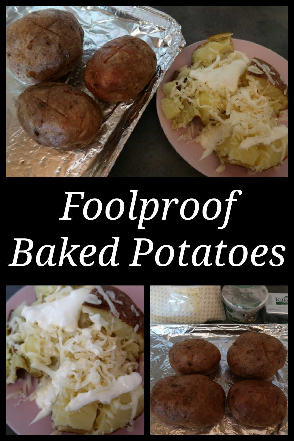 Foolproof Easy Baked Potatoes Recipe - How to make the easiest whole roasted crispy jacket potatoes in the oven. With the video tutorial.